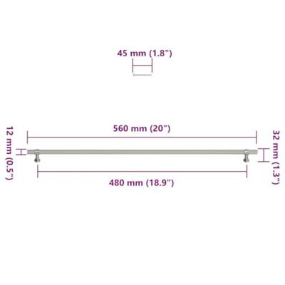 VidaXL Handvatten 5 st 480 mm roestvrij staal zilverkleurig