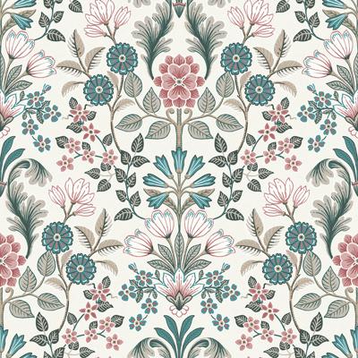 Dutch Wallcoverings Behang Escapade Bloem Beige/Groen/Rood A414-10