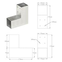 VidaXL Paalverbindingen 4 st l-vorm 71x71 mm gegalvaniseerd metaal - thumbnail