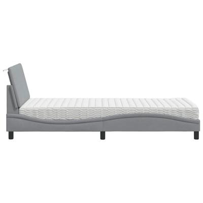 Bed met matras stof lichtgrijs 90x190 cm - thumbnail