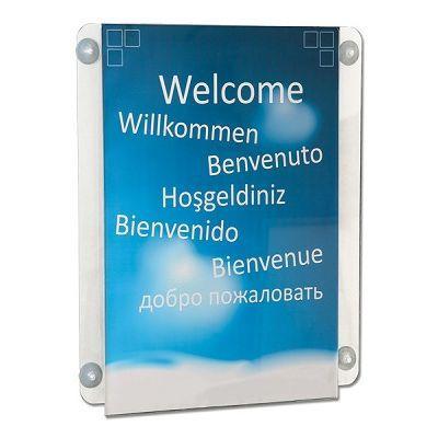 Acryl u-houder A3 vertikaal zuignappen