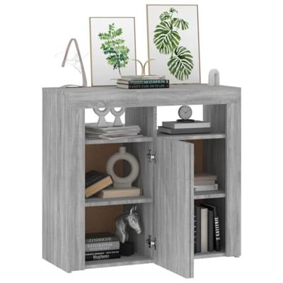 Dressoir met LED-verlichting 80x35x75 cm grijs sonoma eiken