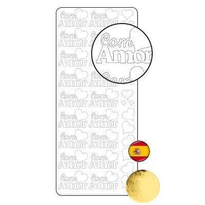 Vaessen Creative • sticker 10x23cm 10pcs goud "com amor"