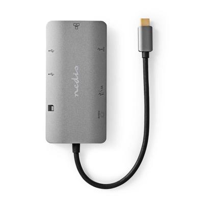 USB Multi-Port Adapter | USB 3.2 Gen 1 | USB-C Male | HDMI Output / Micro SD / RJ45 Female / SD / USB-C Female / 3x USB-A Female | 5 Gbps | 0.20 m | Rond | Verguld | PVC | Antraciet USB Multi-Port Adapter | USB 3.2 Gen 1 | USB-C Male | HDMI Output / Micro SD / RJ45 Female / SD / USB-C Female / 3x USB-A Female | 5 Gbps | 0.20 m | Rond | Verguld | PVC | Antraciet