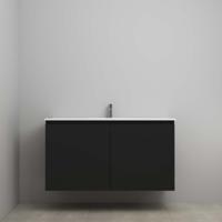 On-Line Onderkast - 120 cm - Bouwpakket - Greeploos 2 Deuren - Porseleinen Wastafel - 1 Kraangat - Mat Zwart - thumbnail