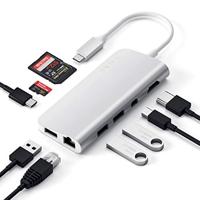 SATECHI Type-C Multimedia Adapter Met 4K HDMI, Mini Dp, USB-C PD, Gigabit Ethernet, USB 3.0, Micro/SD Kaartsleuven - Voor M2/ M1 Macbook Pro/Air (Zilver) - thumbnail