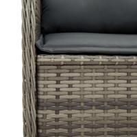 3-delige Loungeset met kussens poly rattan grijs - thumbnail