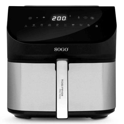 SOGO Human Technology FRE-SS-10875 Airfryer 8 l 1600 W RVS, Zwart