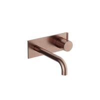 Hotbath Inbouw Wastafelkraan Met Achterplaat Cobber 18 cm Gebogen Uitloop 1-Hendel Geborsteld Koper PVD - thumbnail