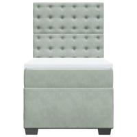 Boxspring met matras fluweel lichtgrijs 90x190 cm - thumbnail