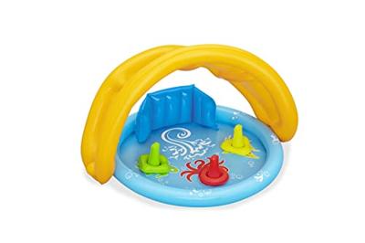 Bestway Opblaasbaar Kinderzwembad Leren met Afneembaar Dak 115x89x76 cm +6 Maanden Tuin 52568