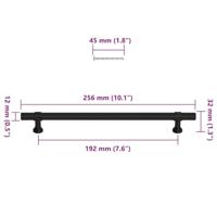 Handvatten 5 st 192 mm roestvrij staal zwart - thumbnail