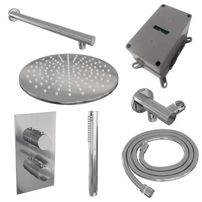 Chrome Carving thermostatische inbouw regendouche set met 3-weg omstelling, 30 cm douchekop en handdouche
