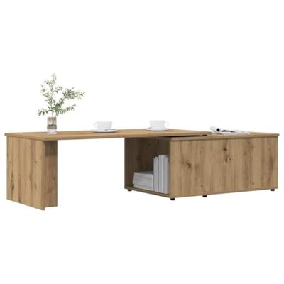 Salontafel 150x50x35 cm bewerkt hout artisanaal eikenkleur