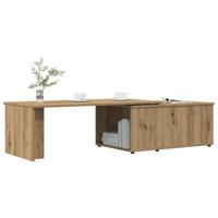Salontafel 150x50x35 cm bewerkt hout artisanaal eikenkleur - thumbnail