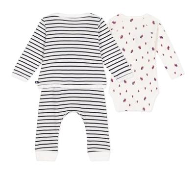 3-delige babyset PETIT BATEAU blauw, gestreept