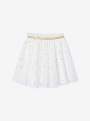 Meisjesrok van tule met lurexborduursel wit