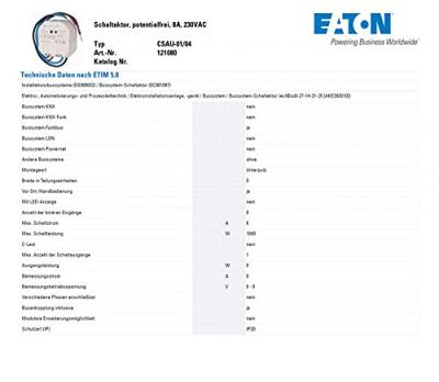 CSAU-01/04 Eaton xComfort Schakelactor Schakelvermogen (max.) 1840 W