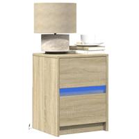Nachtkastjes met LED-verlichting 2 st bewerkt hout sonoma eiken - thumbnail