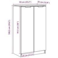 Schoenenkast 59x35x100,5 cm bewerkt hout artisanaal eikenkleur - thumbnail