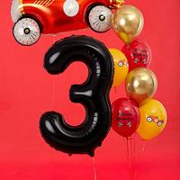 Folieballon Cijfer 3 Zwart (86cm) - thumbnail