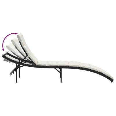 Ligbedden 2 st met kussens poly rattan zwart - thumbnail