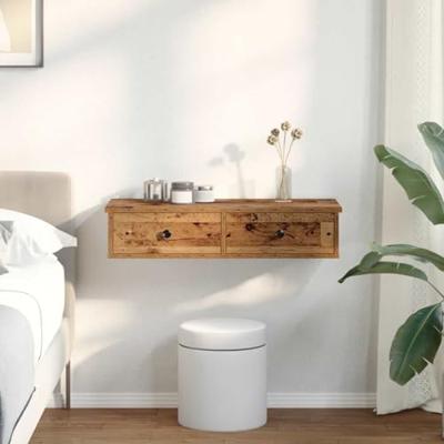 Wandschap met lades 80x31x17 cm bewerkt hout oud houtkleurig