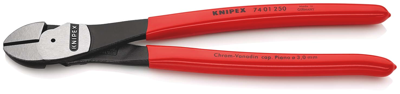 Knipex Kracht-Zijsnijtang | 250 mm Lengte | Kunststof Bekleed | Zwart Geatramenteerd - 74 01 250 SB