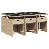 7-delige Tuinset met kussens poly rattan beige - thumbnail
