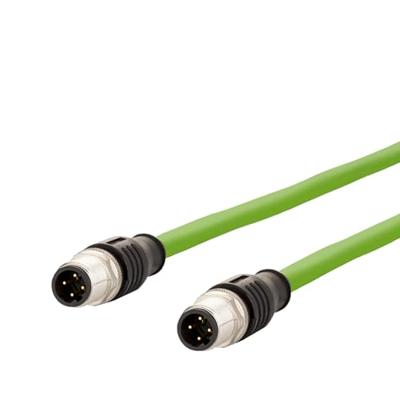 Metz Connect 142M1D11010 M12 Netwerkkabel, patchkabel CAT 5e SF/FTP 1.00 m Groen PUR-mantel, Zuurbestendig, Ozonbestendig, UV-bestendig, Geschikt voor