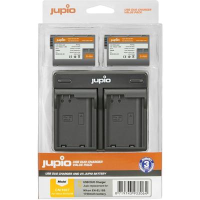 Jupio Value Pack: 2x Battery EN-EL15B 1700mAh + USB Dual Charger
