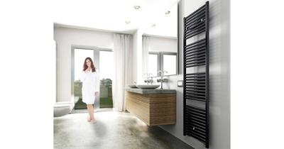 Saqu Calm handdoekradiator 1067W 60x182cm mat zwart