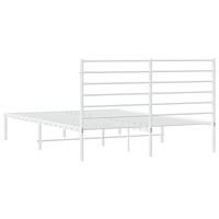 Bedframe met hoofdbord metaal wit 120x200 cm - thumbnail