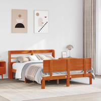 Bedframe met hoofdeinde 2 pcs Wasbruin Massief Vurenhout - thumbnail