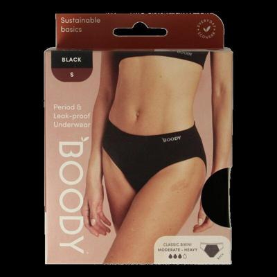 Boody Menstruatieondergoed Bikinislip Zwart Normaal/Hevig Maat S Boody Menstruatieondergoed Bikinislip Zwart Normaal/Hevig Maat S