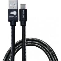 Senza Premium Leather Charge/Sync Cable USB-C 1.5m. 15W Black - thumbnail