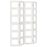 Kamerscherm met 4 panelen massief paulowniahout wit - thumbnail