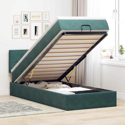 Ottoman bed met matras 90x190cm fluweel donkergroen