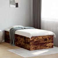 Bedframe bewerkt hout gerookt eikenkleurig 75x190 cm - thumbnail