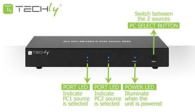 Techly IDATA DP-KVM2 KVM-switch Zwart