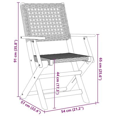 Tuinstoelen 6 st inklapbaar poly rattan en massief hout beige