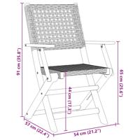 Tuinstoelen 6 st inklapbaar poly rattan en massief hout beige - thumbnail
