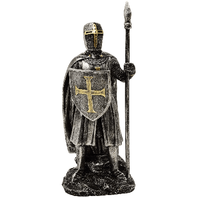 Beeld Ridder en Speer en Schild Handgeschilderd (20 cm)