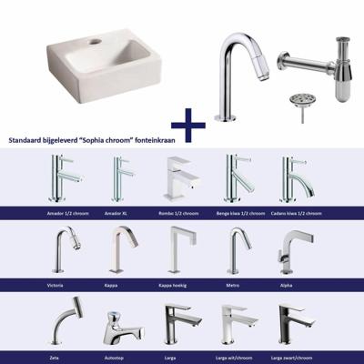 FonteinPack Mini-Leto 28x24.5x9 cm Chroom (Keuze uit 20 kranen)