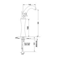 Wastafelmengkraan Sapho Antea 2-knop Gebogen Hoog 30 cm Chroom / Goud (incl. pop-up waste) - thumbnail