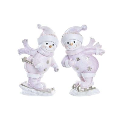 Kerstversiering DKD Home Decor Hars Sneeuwpop (15 x 13,5 x 24,5 cm) (2 Stuks)