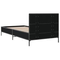 Bedframe bewerkt hout en metaal zwart 75x190 cm - thumbnail