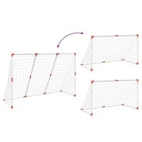 VidaXL Kindervoetbaldoel met ballen 2-in-1 184x64x124 cm wit - thumbnail