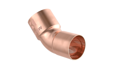 Kirchhoff Koperbocht 45°, blank, 15 mm, 1 socket (5040) - 989142055