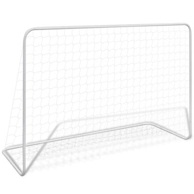 VidaXL Voetbaldoel met net 182x61x122 cm staal wit